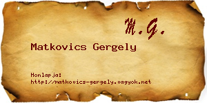 Matkovics Gergely névjegykártya